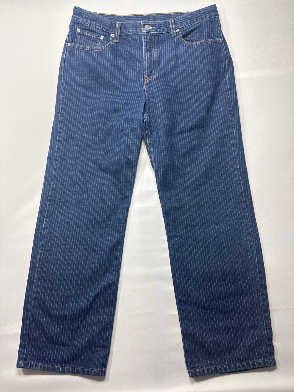 Levi's Women's Low Pro Straight "Irregular" Striped Blue Jeans - 32x30 (36x29.5)